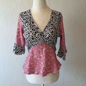 Mixed print floral blouse
